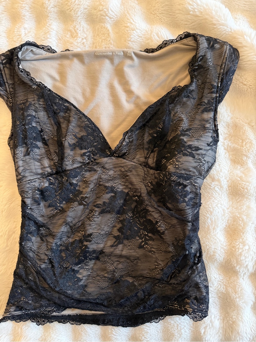 Abercrombie & Fitch Black Lace Cap Sleeve Top